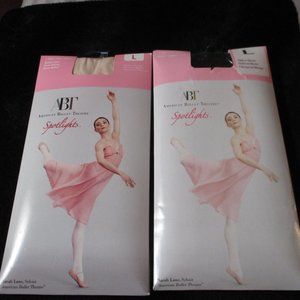 Lot of 2 American Ballet Theatre Ballet Pink/Black Girls Tights Size Large NWT